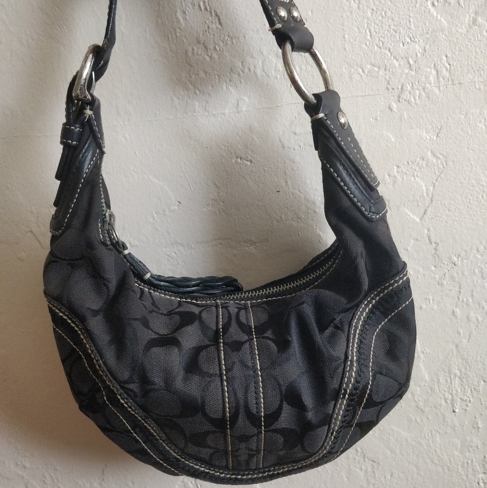 Coach Signature Jacquard Hobo Shoulder Bag Purse